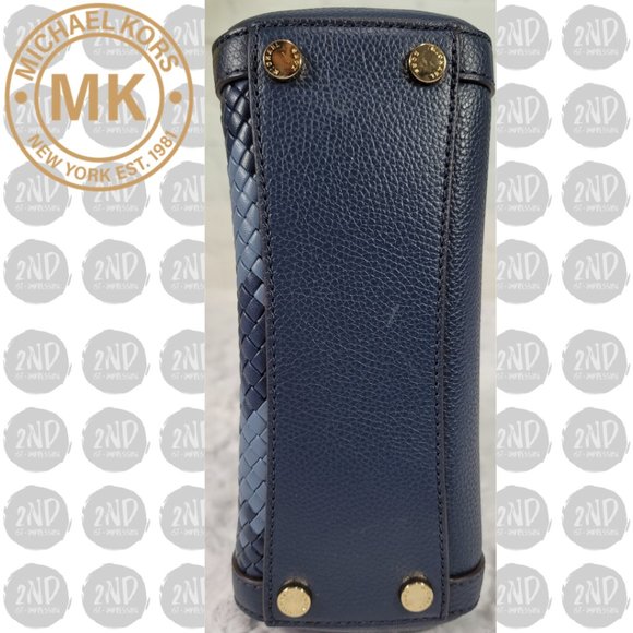 Michael Kors Karson Mini Satchel Lugage Blue Top Handle Crossbody - Picture 5 of 13